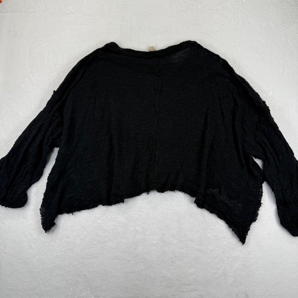 We The Free Free People Black Cotton Cropped Oversized Knit Sweater Large - Picture 7 of 8
